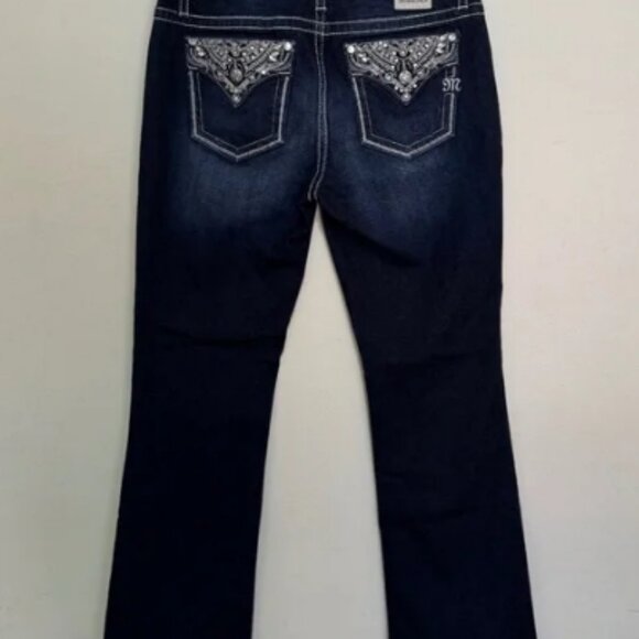 NWOT Miss Me Chloe Bootcut Jeans with Metallic Glitz Faux Flap Pockets Size 32 - Picture 6 of 13